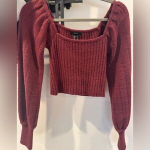 Forever 21 super soft crop Maroon Sweater